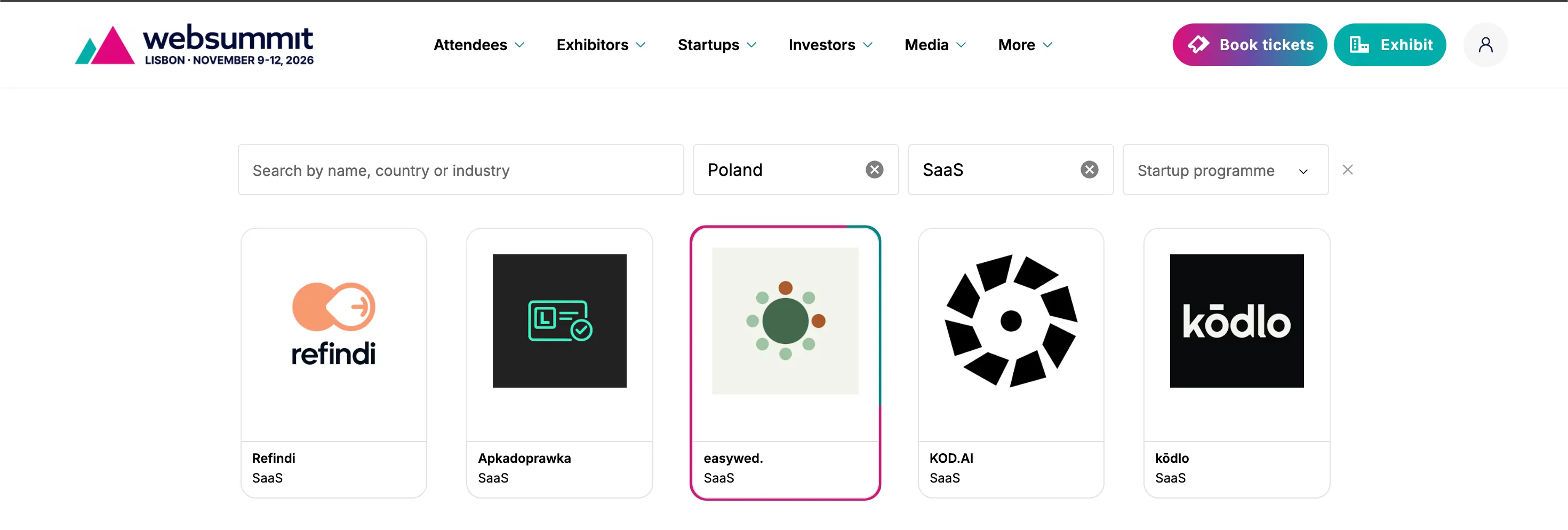easywed featured on web summit page
